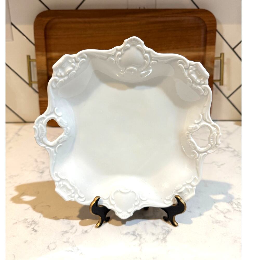 vintage Kaiser Porzellan white handled small serving platter West Germany
